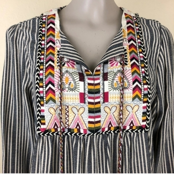 Brandon Thomas boho embroidery blouse with tassels - Picture 1 of 2